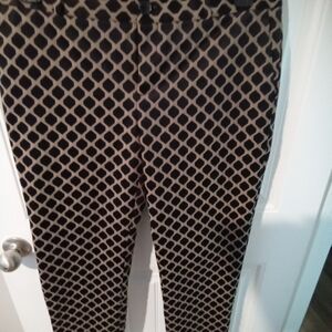 Banana Republic Size 10 Camden-fit Ankle Pant Black and Tan Geometric Pattern
